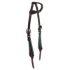 Double J Saddlery Brown Roughout With Turquoise Whip Stitch Single Ear Headstall