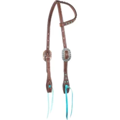 Martin Saddlery Single Ear Headstall With Turquoise Blood Knots