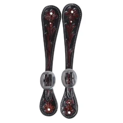 Professionals Choice Black Floral Spur Straps