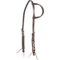 Cashel Company Chocolate/Tan Beaded Slip Ear Headstall