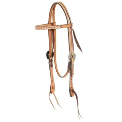 Cowboy Tack 5/8in Roughout Buckstitch Browband Headstall With Vegas Buckles