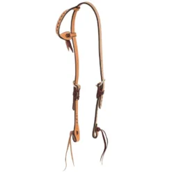 Cowboy Tack 5/8in Roughout Buckstitch Single Ear Headstall With Cowboy Knots