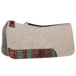 5 Star Equine Products Supplies Inc. 5 The Barrel Racer 3/4 Natural Felt Saddle Pad With Navajo Wear Leathers