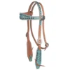NRS Turquoise Rose Browband Headstall