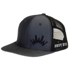 Best Ever Pads Saddle Charcoal Herringbone Black Embroidered Logo Mesh Back Trucker Cap