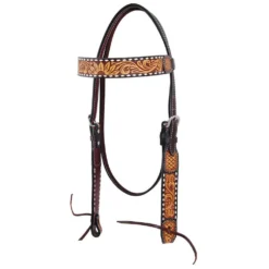 Rafter T Ranch Company Tooled Sunflower Browband Headstall