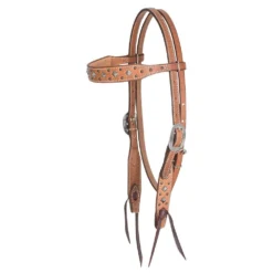 Martin Saddlery Natural Skirting Browband Headstall W/Pyramid Dots