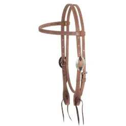 Martin Saddlery Natural Harness Leather Browband Headstall W/Santa Rosa Buckles