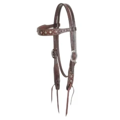 Martin Saddlery Chocolate Skirting Browband Headstall W/Pyramid Dots