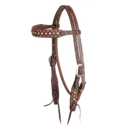 Martin Saddlery Chocolate Roughout Browband Headstall W/Floral Dots