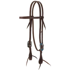 Weaver Leather Protack Turquoise Flower Straight Browband Headstall
