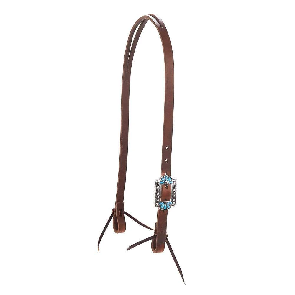 Weaver Leather Protack Turquoise Flower Slit Ear Headstall