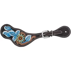 Tough 1 Blue Vintage Flower Dark Oil Spur Straps