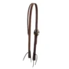 Nrs Tack Oiled 3/4 Inch Slit Ear Headstall With Copper Flower Silver Bar Cart Buckle