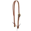 Nrs Tack Roughout 5/8 Inch Slit Ear Headstall With Silver Flower Brass Bar Cart Buckle