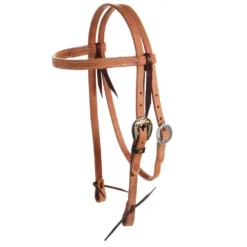Nrs Tack Roughout 3/4 Inch Browband Headstall With Floral Heel Buckle