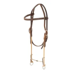 Classic Chocolate Roughout Browband Loomis Snaffle Draw Gag Bit Headstall