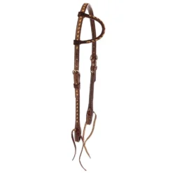 NRS Slip Ear Chocolate Roughtout Headstall With Tan Buckstitch