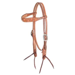 Martin Saddlery Chocolate Skirting Browband Headstall W/Copper Dots