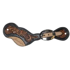 Professionals Choice Black Floral Roughout Ladies Spur Straps