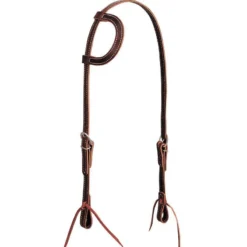 Weaver Leather Burgundy Latigo Slide Ear Headstall With Tie Ends