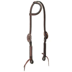 Weaver Leather Turquoise Cross Beaded Basketweave Sliding Ear Headstall