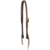Cowperson Tack 3/4 Inch Slit Ear Basket Stamp Headstall With Unique Antiqued Rectangular Concho With Silver And Cooper Detail