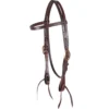 Martin Saddlery Chocolate Skirting Leather Browband Headstall With Heat Colored Buckles