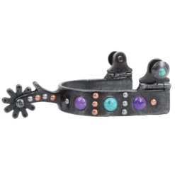 Professionals Choice Purple And Turquoise Dot Youth Spurs