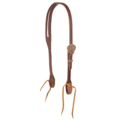 Cowperson Tack 5/8in. Harness Slot Ear Headstall With A Copper Flower Buckle