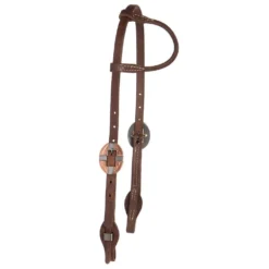 Nrs Tack Oiled 5/8 Inch Box Loop Single Ear Headstall With Copper Bar Buckles