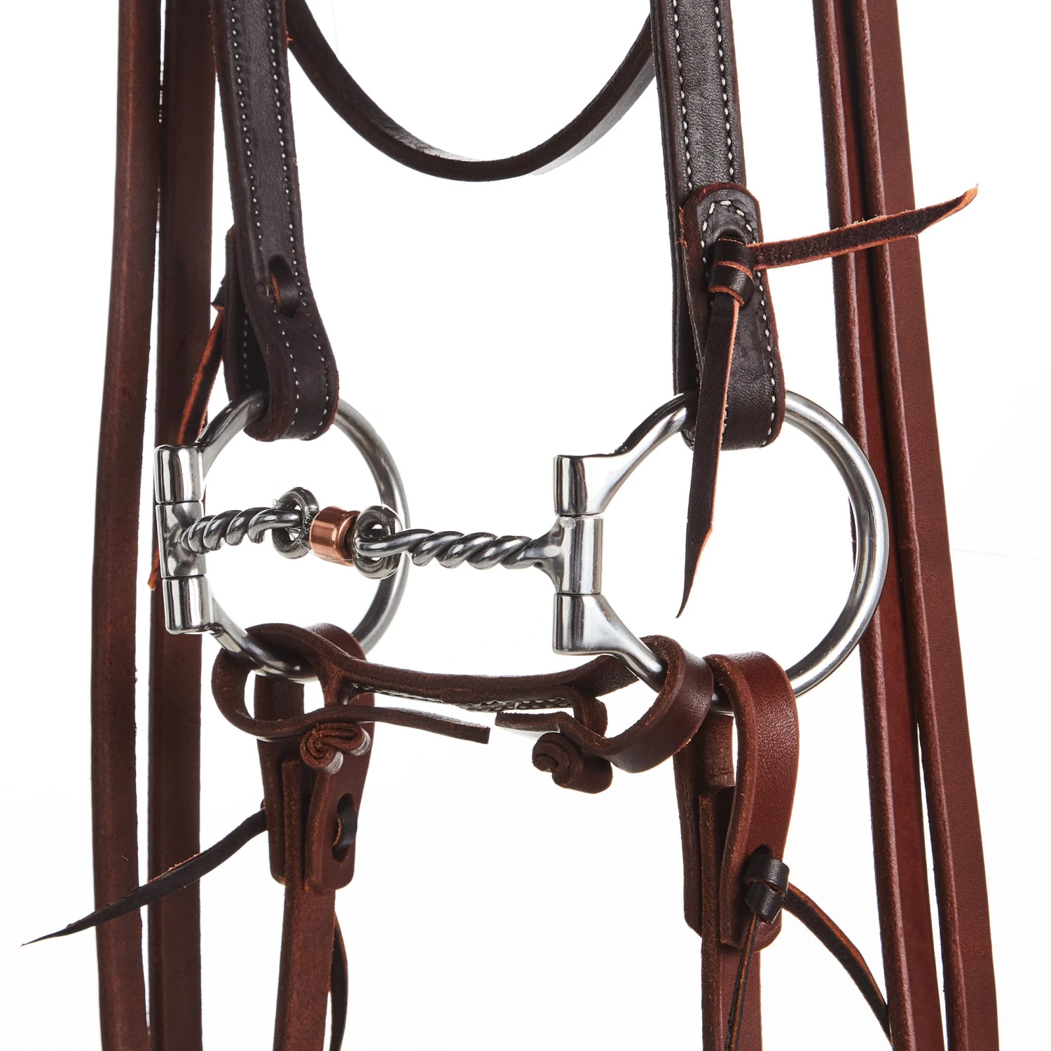 Nrs Tack Horse Bridle Set With Twisted Wire Dog Bone Snaffle Bit - Image 2